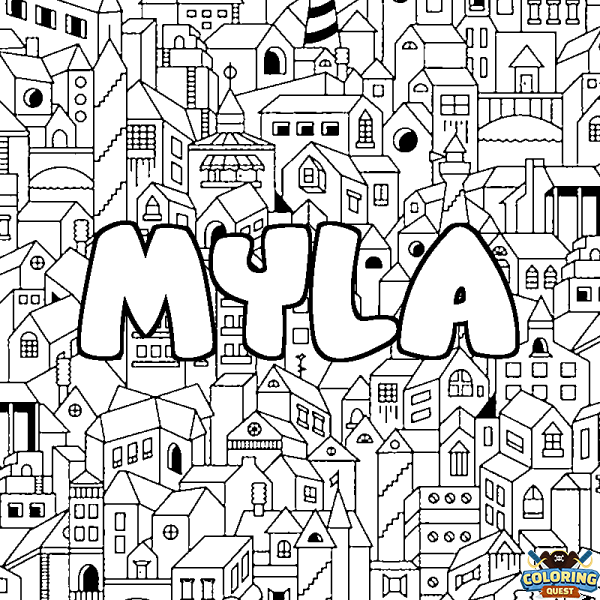 Coloring page first name MYLA - City background