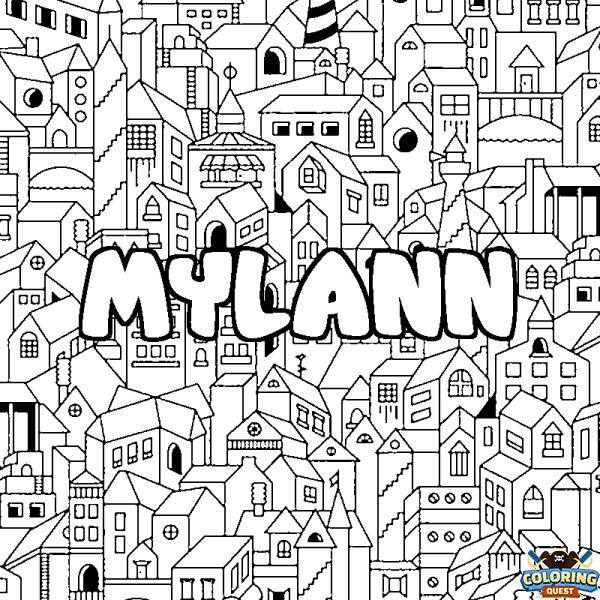 Coloring page first name MYLANN - City background