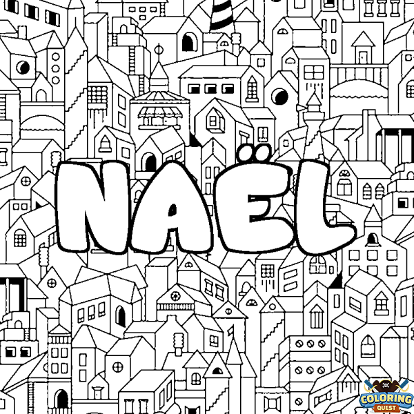 Coloring page first name NA&Euml;L - City background