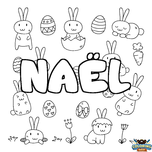 Coloring page first name NA&Euml;L - Easter background