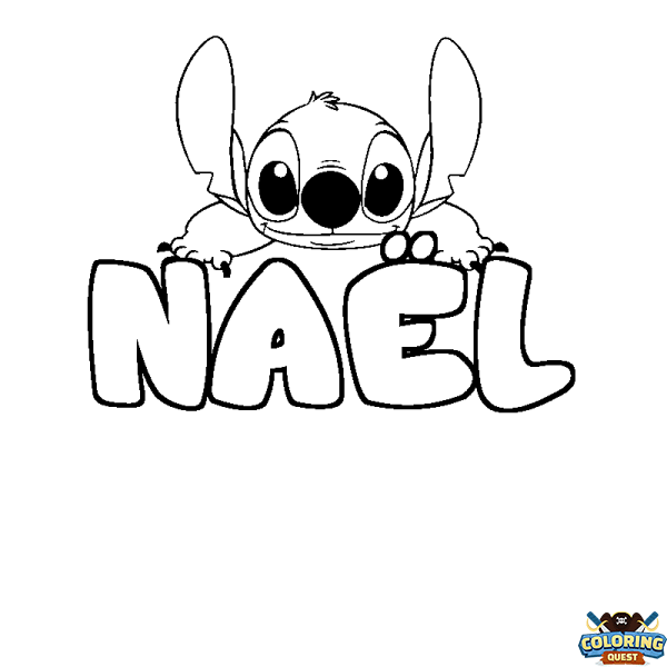 Coloring page first name NA&Euml;L - Stitch background