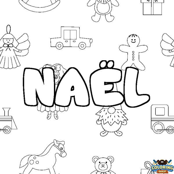 Coloring page first name NA&Euml;L - Toys background