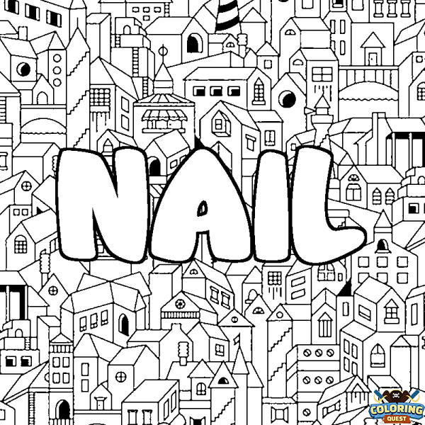 Coloring page first name NAIL - City background