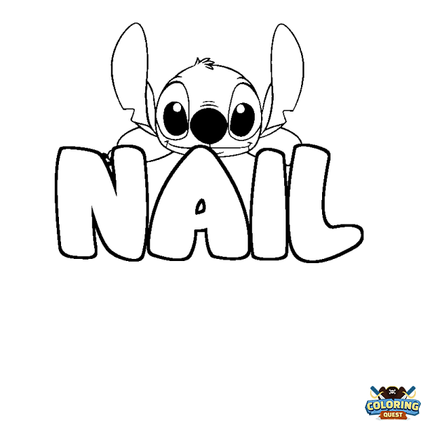 Coloring page first name NAIL - Stitch background