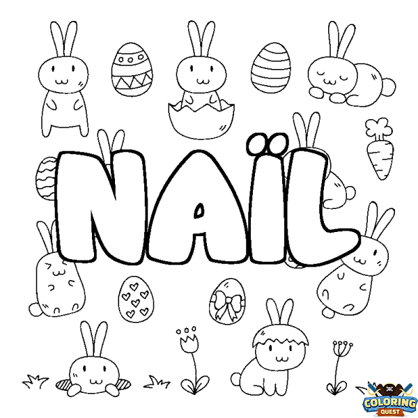 Coloring page first name NA&Iuml;L - Easter background