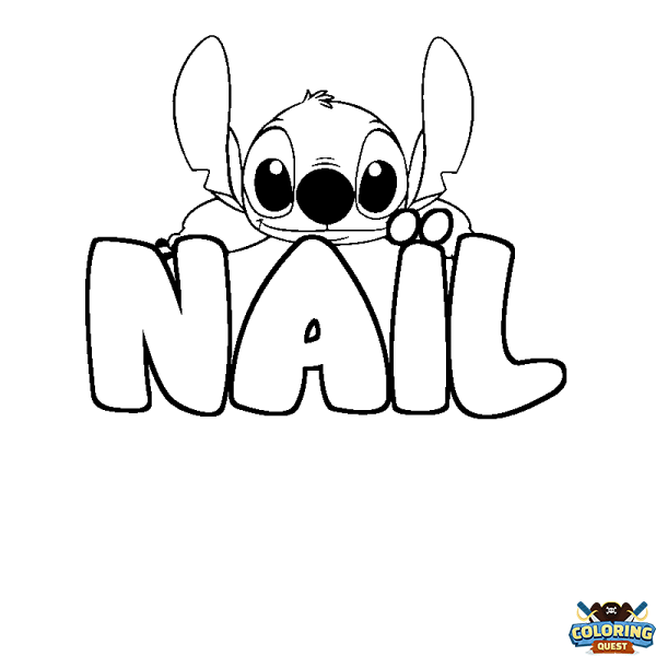 Coloring page first name NA&Iuml;L - Stitch background