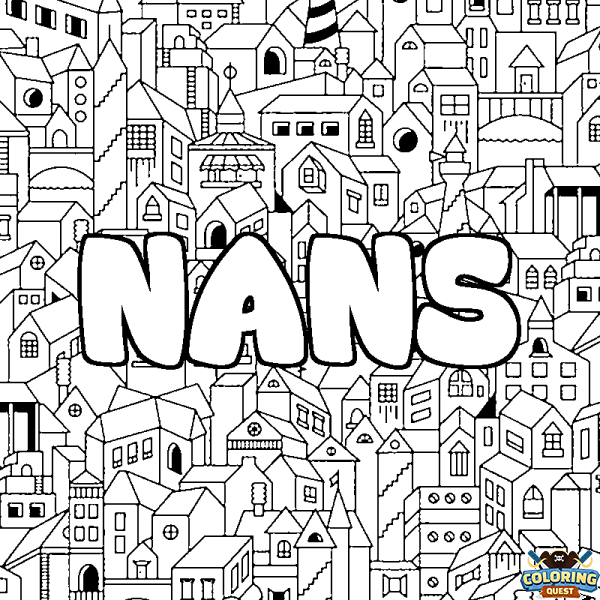 Coloring page first name NANS - City background