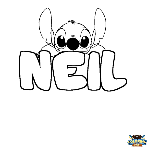 Coloring page first name NEIL - Stitch background