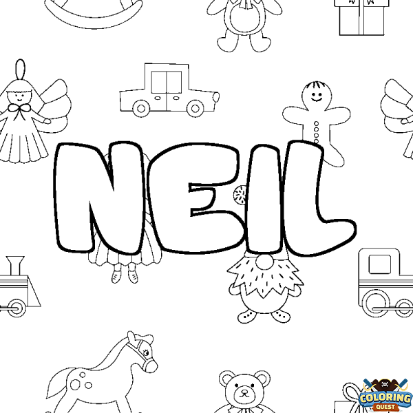 Coloring page first name NEIL - Toys background