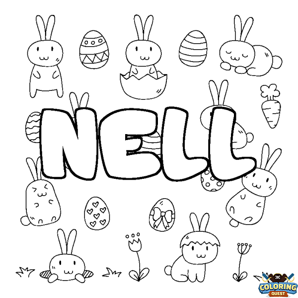 Coloring page first name NELL - Easter background