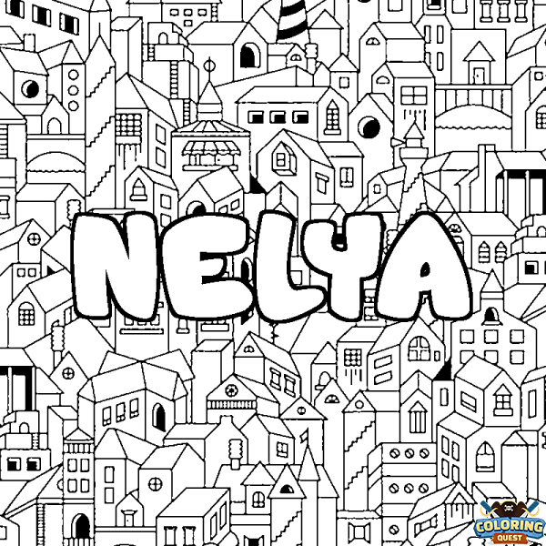 Coloring page first name NELYA - City background