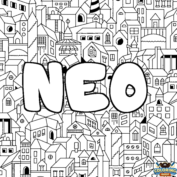 Coloring page first name NEO - City background