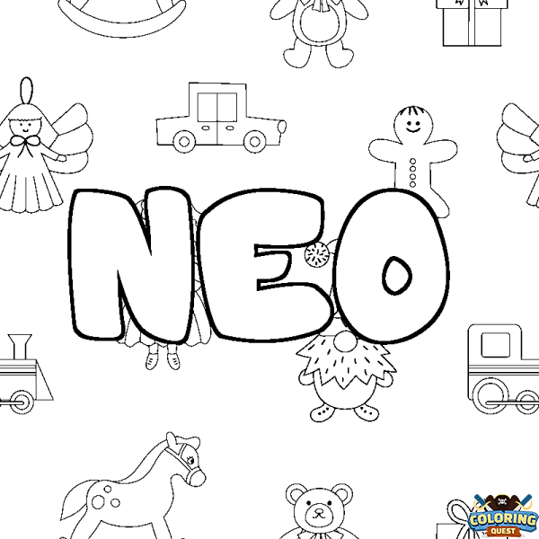 Coloring page first name NEO - Toys background