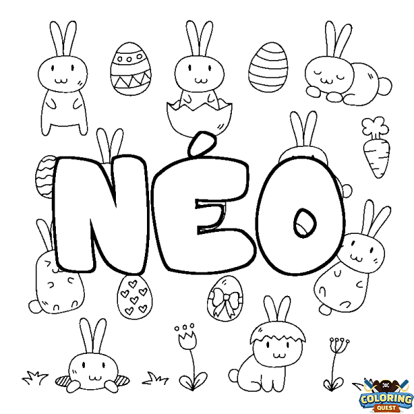 Coloring page first name N&Eacute;O - Easter background