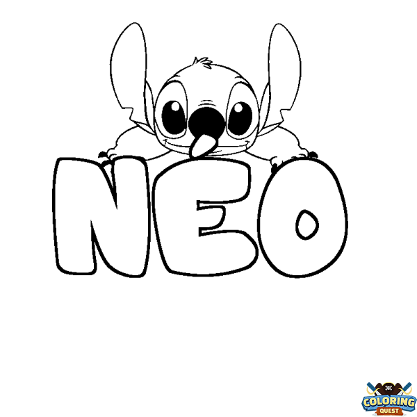 Coloring page first name N&Eacute;O - Stitch background