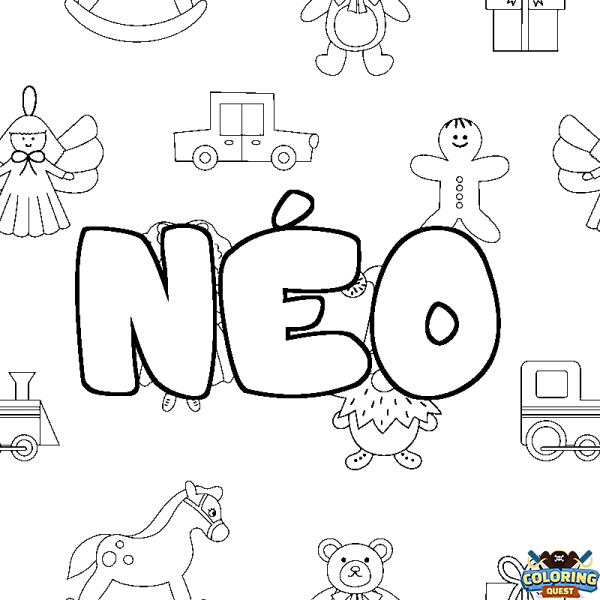 Coloring page first name N&Eacute;O - Toys background