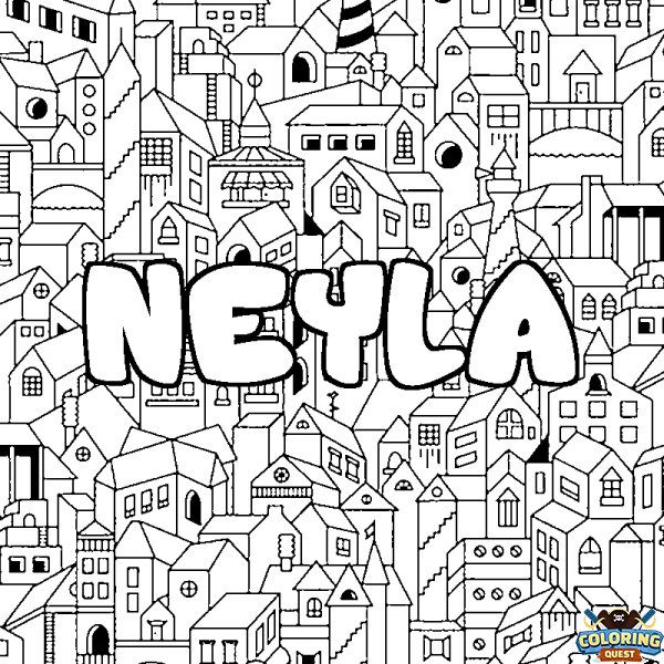 Coloring page first name NEYLA - City background