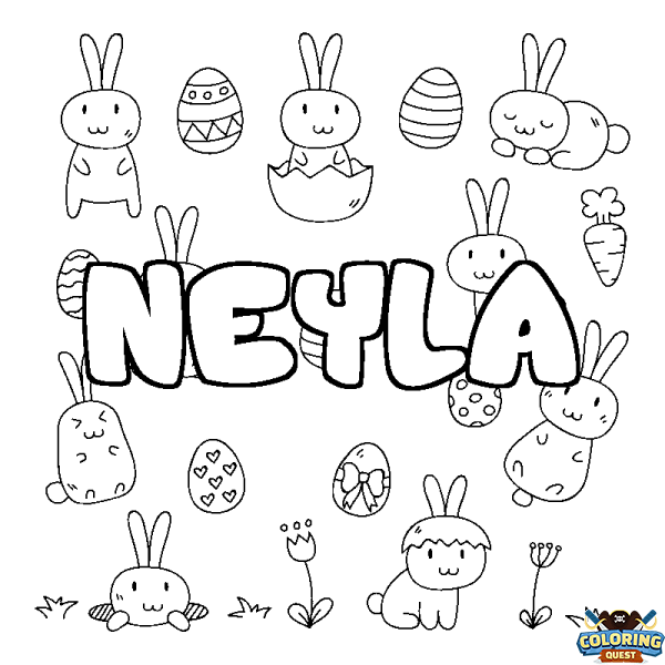 Coloring page first name NEYLA - Easter background