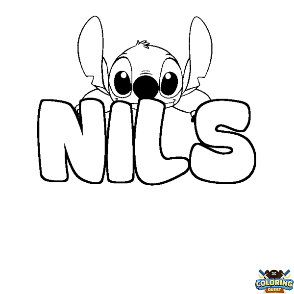 Coloring page first name NILS - Stitch background