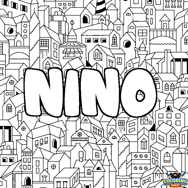 Coloring page first name NINO - City background