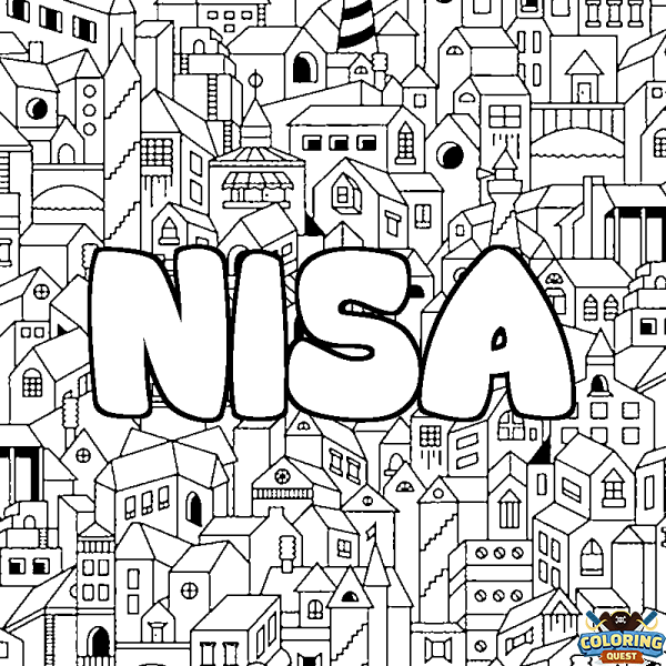 Coloring page first name NISA - City background