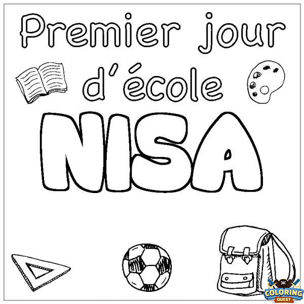 Coloring page first name NISA - School First day background