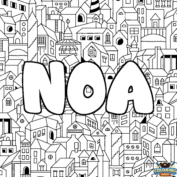 Coloring page first name NOA - City background