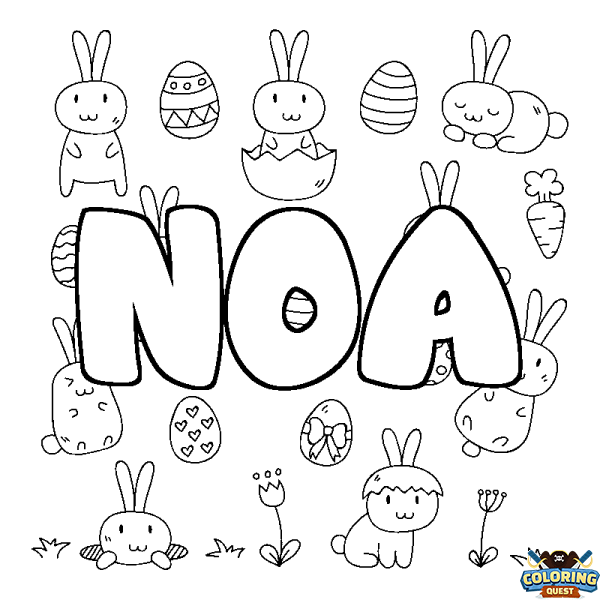 Coloring page first name NOA - Easter background