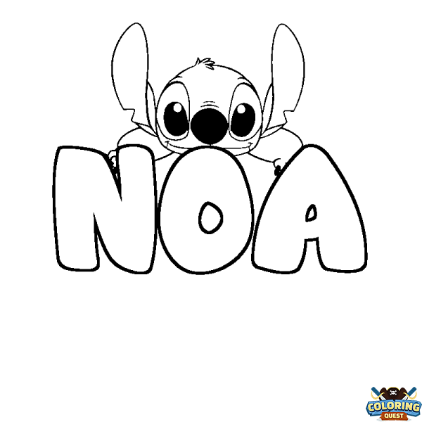 Coloring page first name NOA - Stitch background