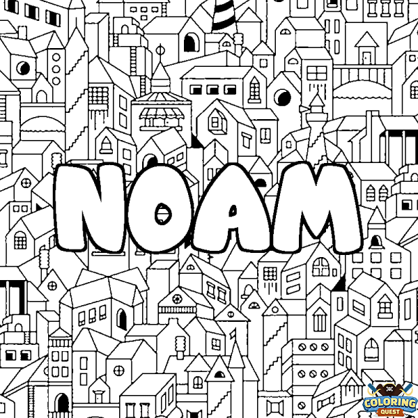 Coloring page first name NOAM - City background