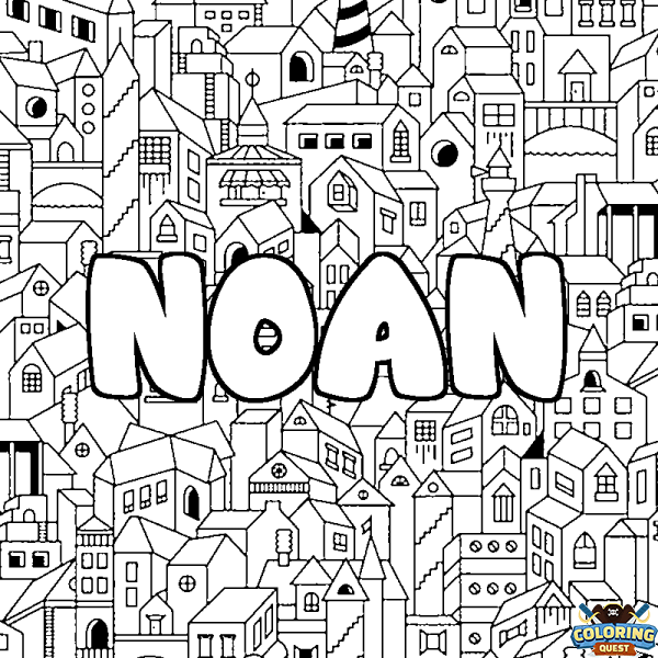 Coloring page first name NOAN - City background