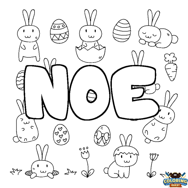 Coloring page first name NOE - Easter background