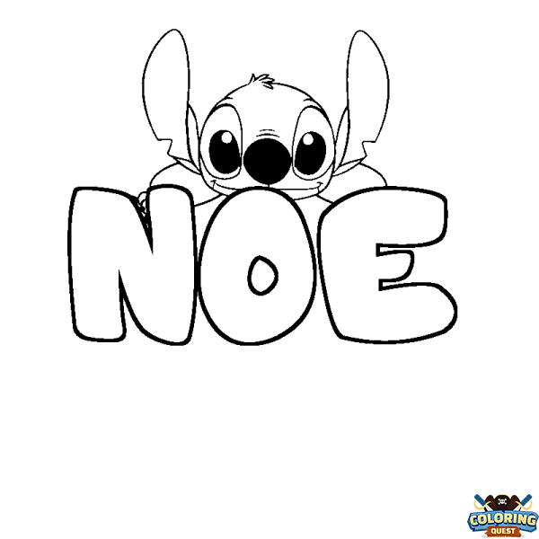 Coloring page first name NOE - Stitch background