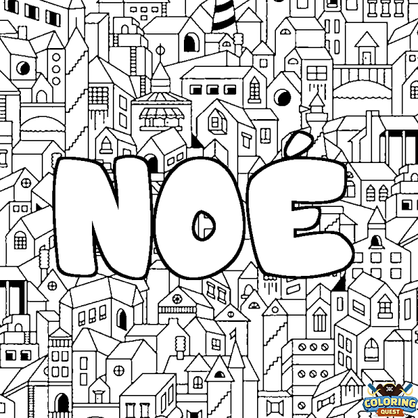 Coloring page first name NO&Eacute; - City background