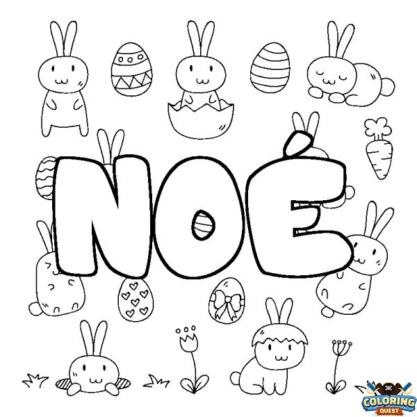 Coloring page first name NO&Eacute; - Easter background