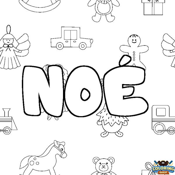 Coloring page first name NO&Eacute; - Toys background