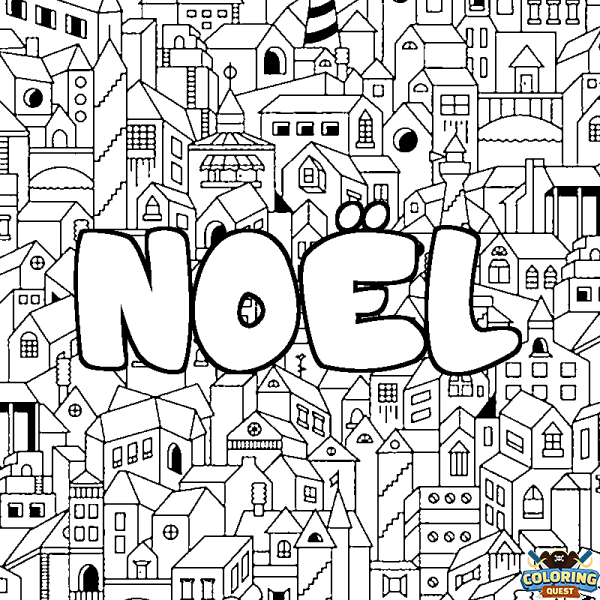 Coloring page first name NO&Euml;L - City background