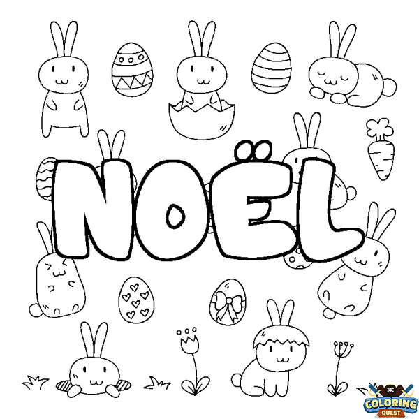 Coloring page first name NO&Euml;L - Easter background