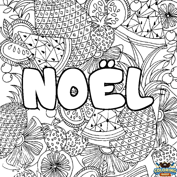 Coloring page first name NO&Euml;L - Fruits mandala background