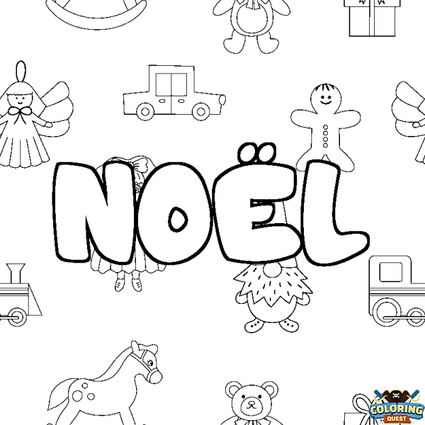 Coloring page first name NO&Euml;L - Toys background