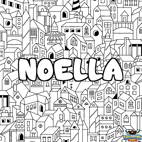 Coloring page first name NOELLA - City background