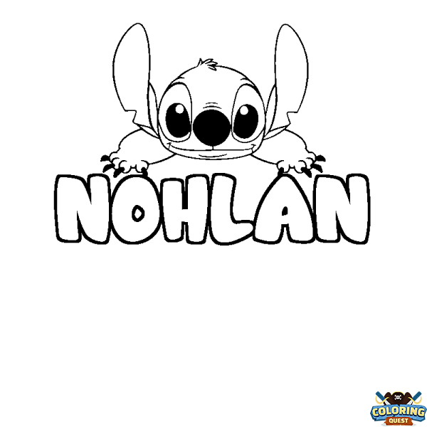 Coloring page first name NOHLAN - Stitch background