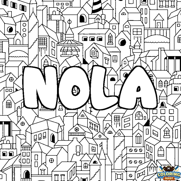 Coloring page first name NOLA - City background