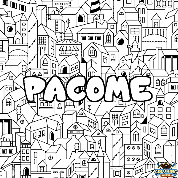 Coloring page first name PACOME - City background