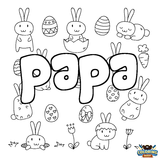 Coloring page first name papa - Easter background