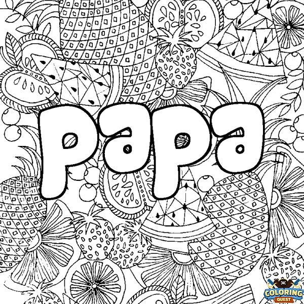 Coloring page first name papa - Fruits mandala background