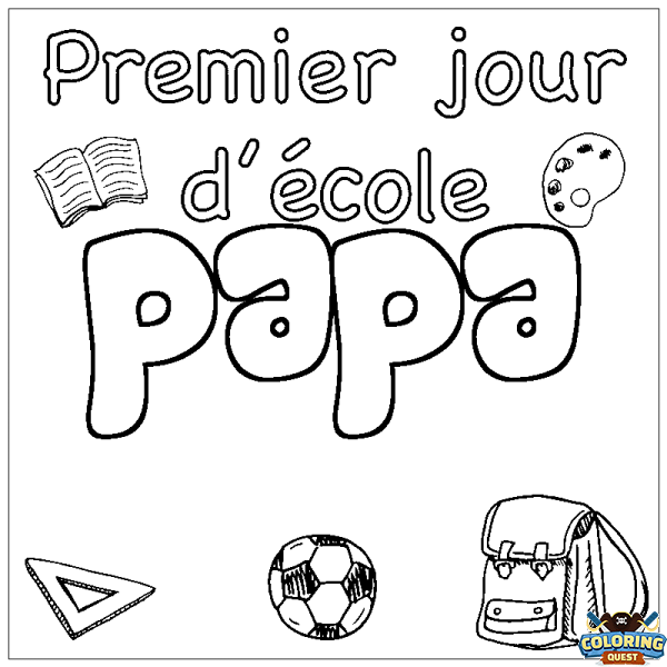 Coloring page first name papa - School First day background