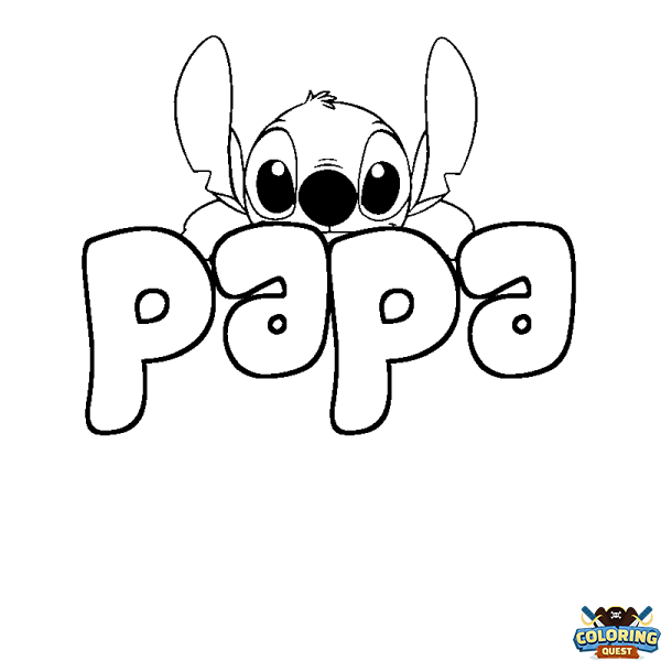 Coloring page first name papa - Stitch background