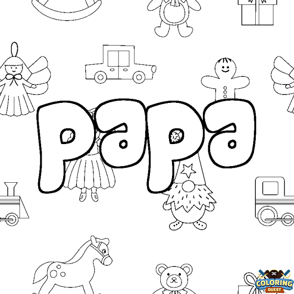 Coloring page first name papa - Toys background