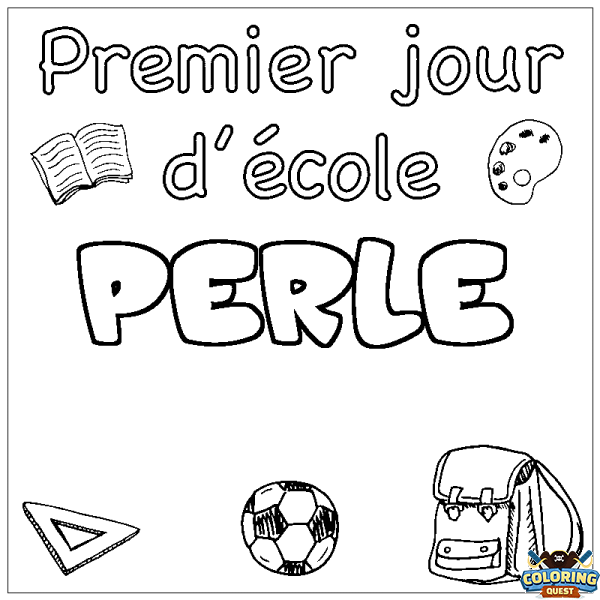 Coloring page first name PERLE - School First day background